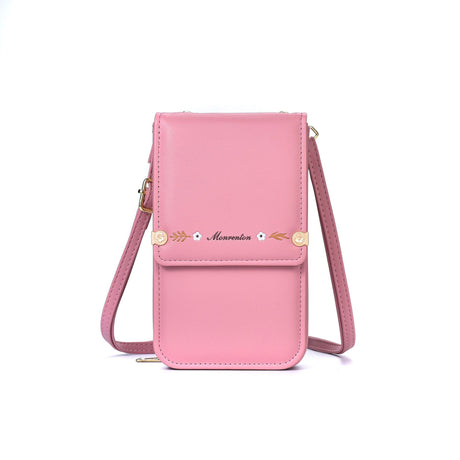 Flowers Embroidery Mobile Phone Bags For Women Ins Fashion Crossbody Shoulder Bag Ladies Long Wallet