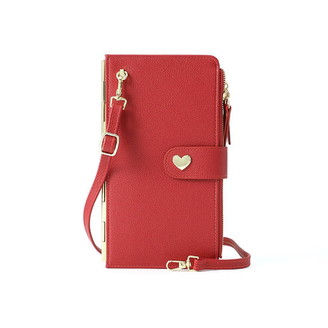 Mobile Phone Bags With Transparent Touch Screen Love Buckle Long Wallet Women Multifunctional Crossbody Shoulder Bag