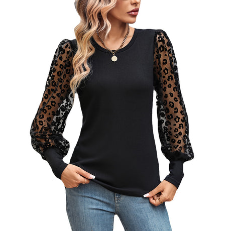 Slim-fit Color Matching Long-sleeved Top