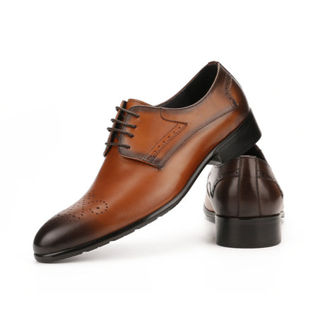 Formal Leather Men's Shoes With Carved Leather Head