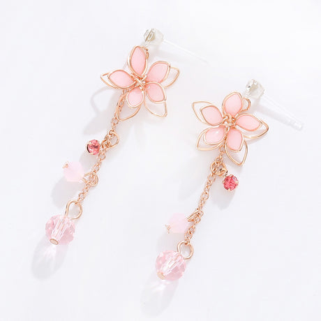 Japanese cherry tassel earrings