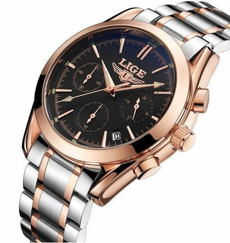 Men's sports quartz watch waterproof steel belt men's watch calendar multi-function watch business watch