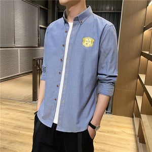 Simple and elegant solid color long-sleeved shirt
