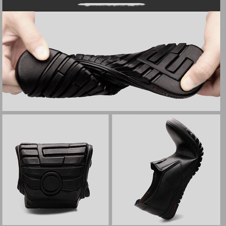 Black Casual Leather Shoes Men Korean Style