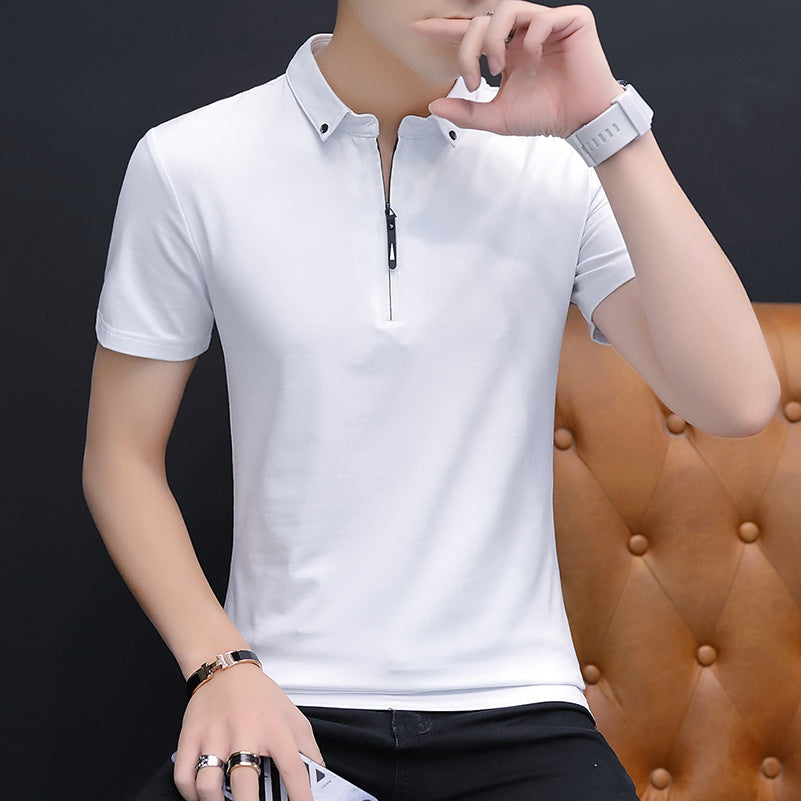 Men's T-shirt Trendy Brand Pure Color Cotton Short Sleeve T-shirt Men
