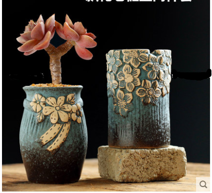 Succulent Flower Pot Ceramic Succulent Plants Stoneware Retro Unglazed Purple Clay Idea