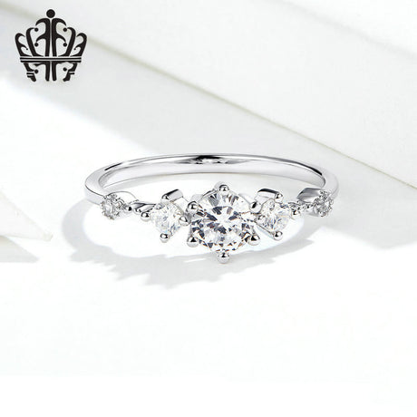 Zircon Platinum-Plated Ring, European And American Fashion Temperament Girl Ring