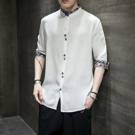 Hanfu linen shirt men