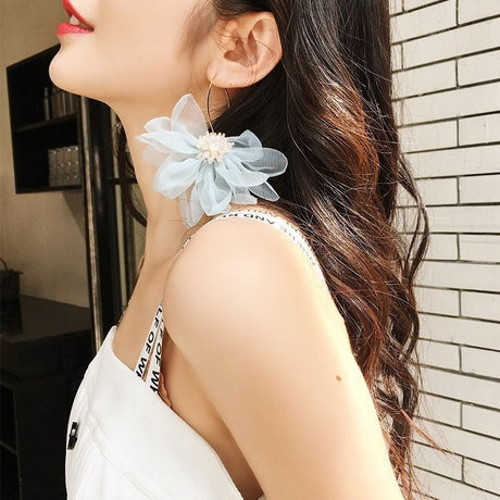Super Fairy Flower Earrings Pearl Tassel Long Earrings