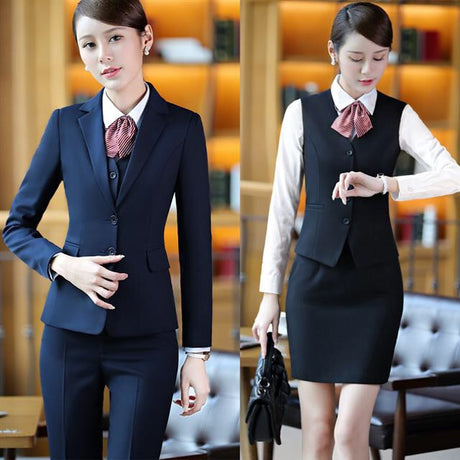 Autumn And Winter New Professional Women's Suit Fashion Korean Interview Formal Wear OL White-collar Business Vest Trousers