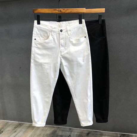 White Jeans Men\'s Small Leg Capris Summer Korea