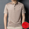 Woodpecker Silk Short-sleeved T-shirt Men Silk 40 Years Old 50 Dad Packed Middle-aged Mens Ice Silk Striped Loose
