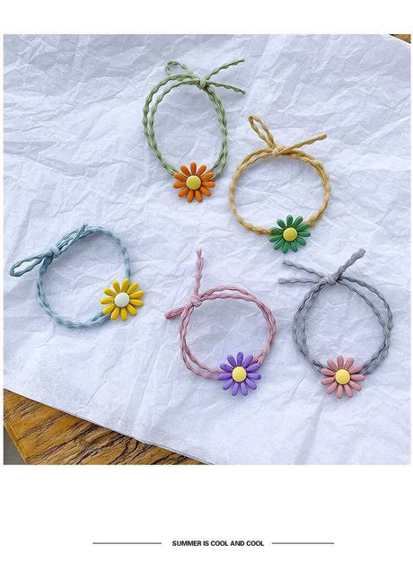 Literature And Art Little Daisy Hair Ring Elegant Style Lovely Flower Hair Rope Baby Hair Elastic Band Suit