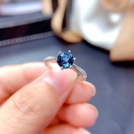 S925 Silver 18k Gold Plated Blue Topaz Ring