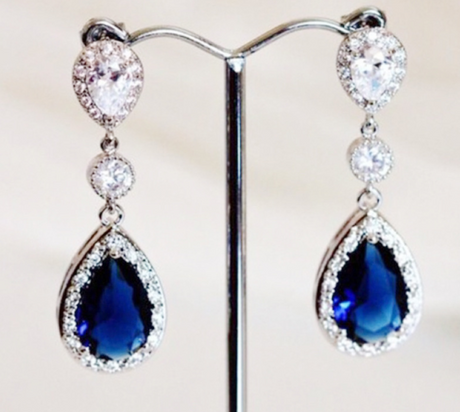 Sapphire crystal diamond earrings