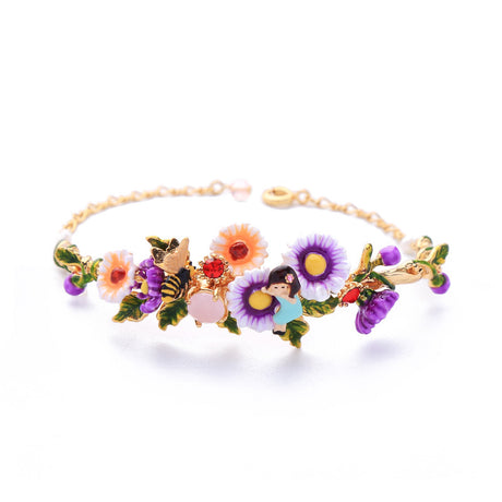 Hand Painted Enamel Flower Bracelet Personality Temperament Bee Girl Heart Bracelet