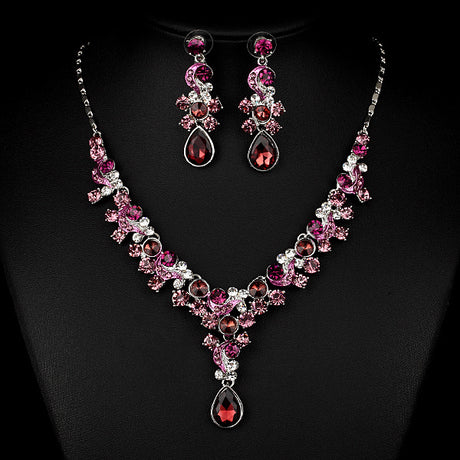 Western Wedding Photography Wedding Bride Necklace Earrings Simple Two Piece Suite Imported Transparent Diamond Jewelry
