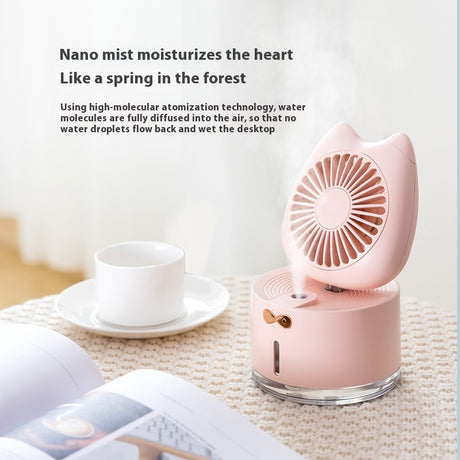 Cartoon Mini Spray Fan Two-in-one Charging Humidifier