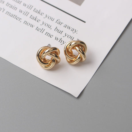Simple And Irregular Flower-shaped Metal Winding Stud Earrings