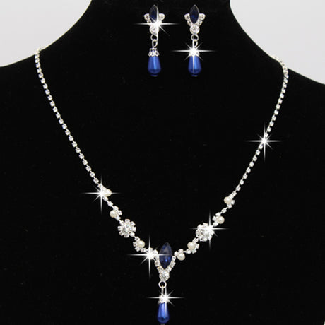 Europe And The United States Personality Dropspearl Necklace, Earrings Set Wholesale Bridal Necklace 8633