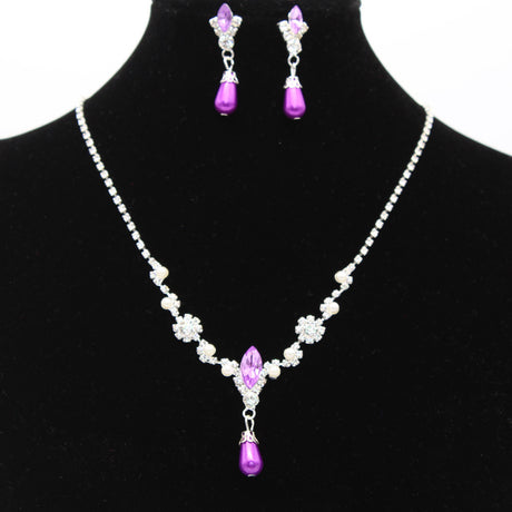 Europe And The United States Personality Dropspearl Necklace, Earrings Set Wholesale Bridal Necklace 8633