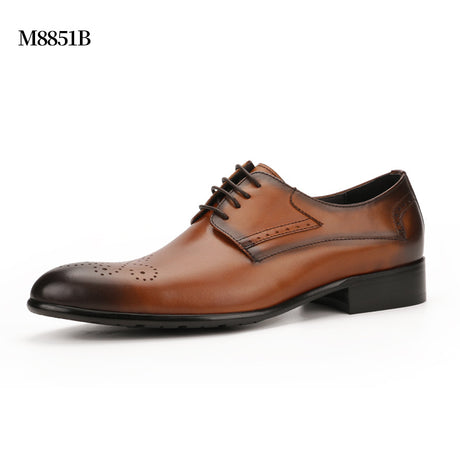 Formal Leather Men's Shoes With Carved Leather Head
