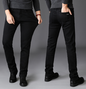 Men's Jeans Slim Straight Black Pants