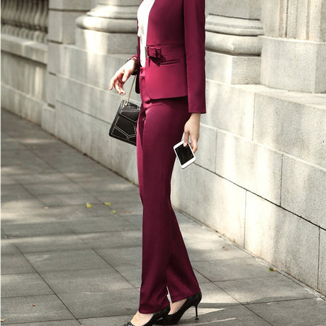 Fashion Wine Red Suit Small Sormal Overalls