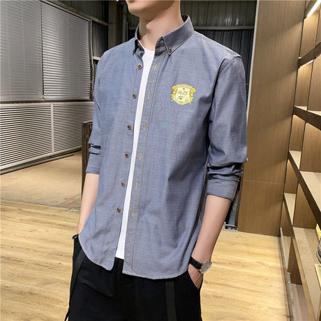 Simple and elegant solid color long-sleeved shirt