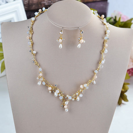 Crown necklace and earrings three-piece set