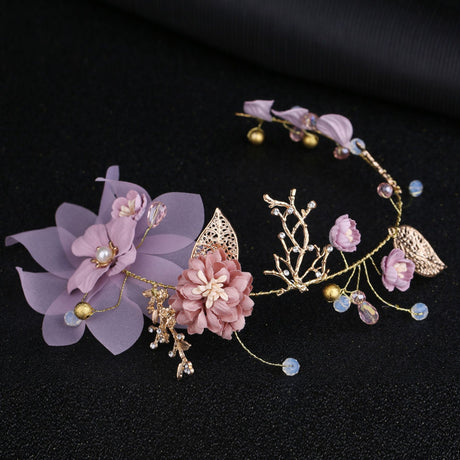 Handmade Head Gold Leaf Branch Flower Wedding Hair Accessories