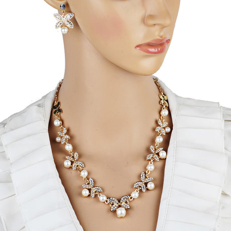 New Pearl butterfly necklace, earrings, bridal jewelry set, bridal jewelry