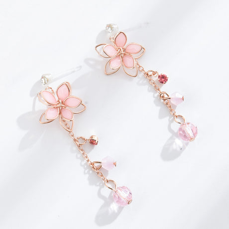 Japanese cherry tassel earrings
