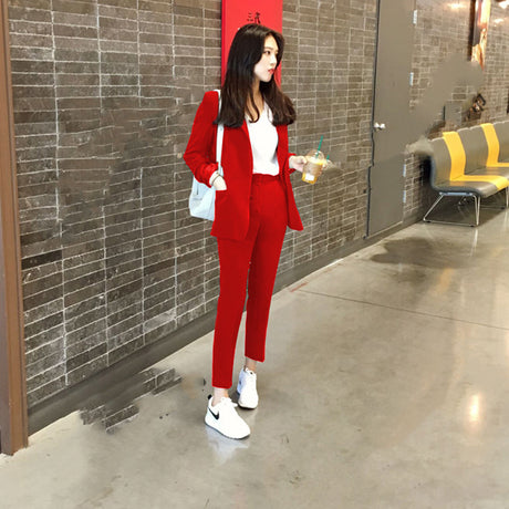 Set Spring And Autumn Korean Casual Interview Small Suit