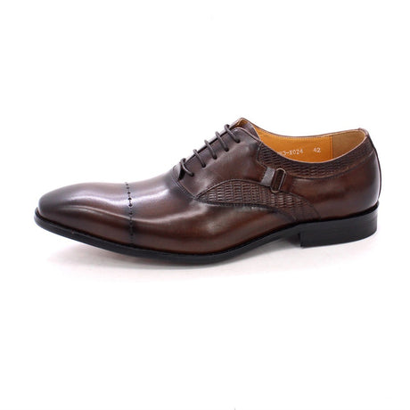 Business Formal Carved Full Cowhide Pointed Toe Handmade Leather Shoes