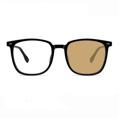 Photosensitive Color-changing Couple's Same Square Frame Black Frame Brown Sunglasses Men's Retro Myopia Sunglasses Women