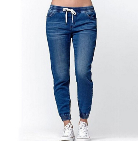 Autumn explosions Europe and the United States denim trousers tie the foot lantern jeans women