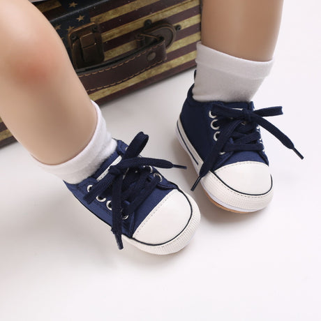 Rubber Sole Non-slip Male And Female Baby Lacing Casual Sports Toddler Shoes