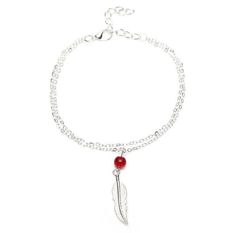 Crystal bead feather anklet