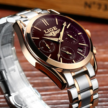 Men's sports quartz watch waterproof steel belt men's watch calendar multi-function watch business watch
