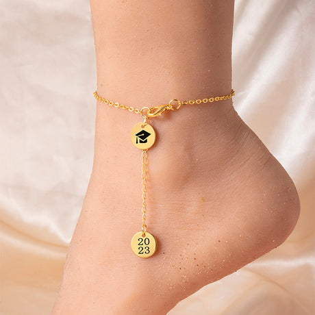 New 2023 Dr. Cap Round Anklet Gold Silver Stainless Steel Anklet