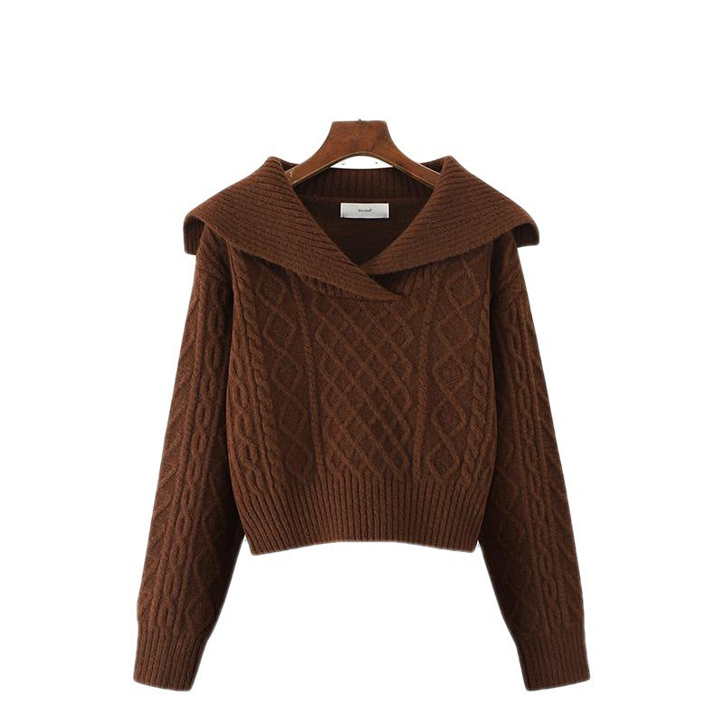 Autumn And Winter New Solid Color Loose And Lazy Style Short Knitwear For Women