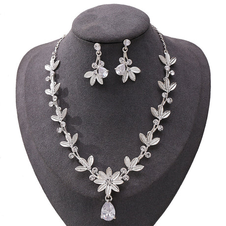 Bridal Jewelry Zircon Earrings Necklace Two Piece Set