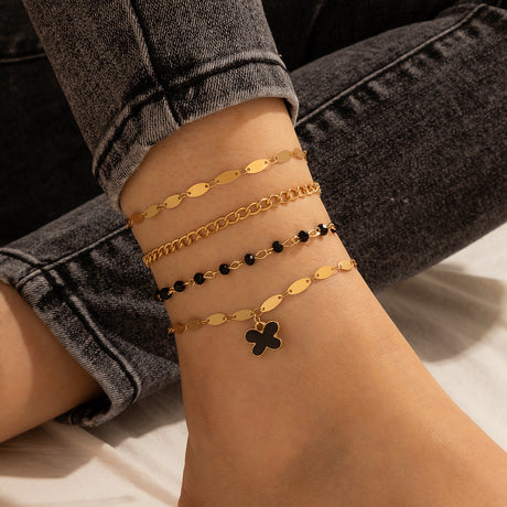 Bohemian Style Anklet Popular Butterfly Element Black Simple Ladies Anklet
