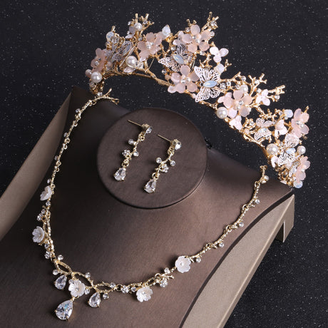 Bridal Wedding Zircon Necklace Earrings Set