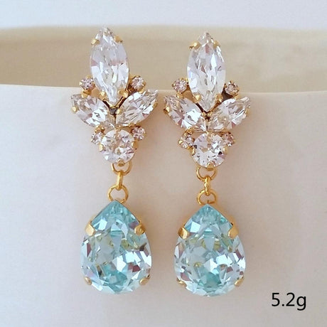 White Zircon Blue Drop Zircon Earrings Exquisite Jewelry Earrings
