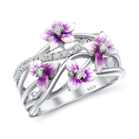 Violet Flower Color Epoxy Lacquer Ring