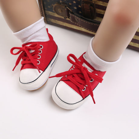 Rubber Sole Non-slip Male And Female Baby Lacing Casual Sports Toddler Shoes