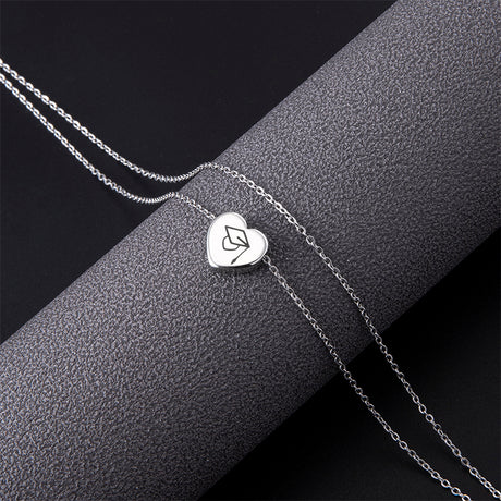 New 2023 Dr. Cap Heart Double Anklet Silver Stainless Steel Anklet