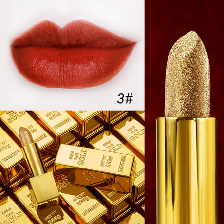 Velvet Matte Non-stick Cup Is Not Easy To Fade Fashionable Shiny Gold Powder Lipstick